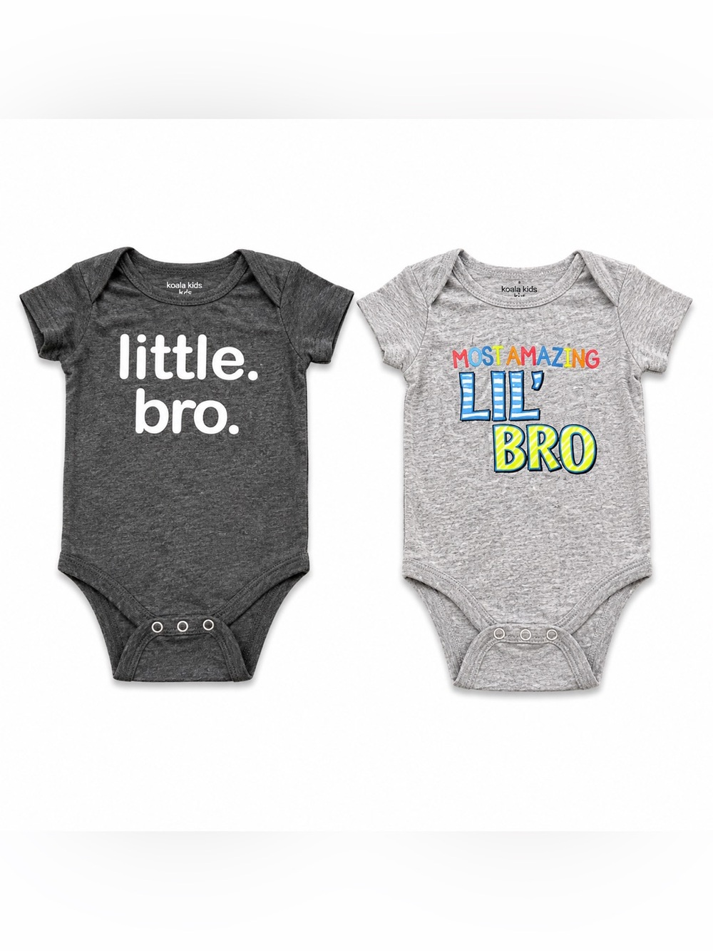 Koala Kids Baby Boy 3-6M Little Brother Graphic Bodysuits 2 Pack